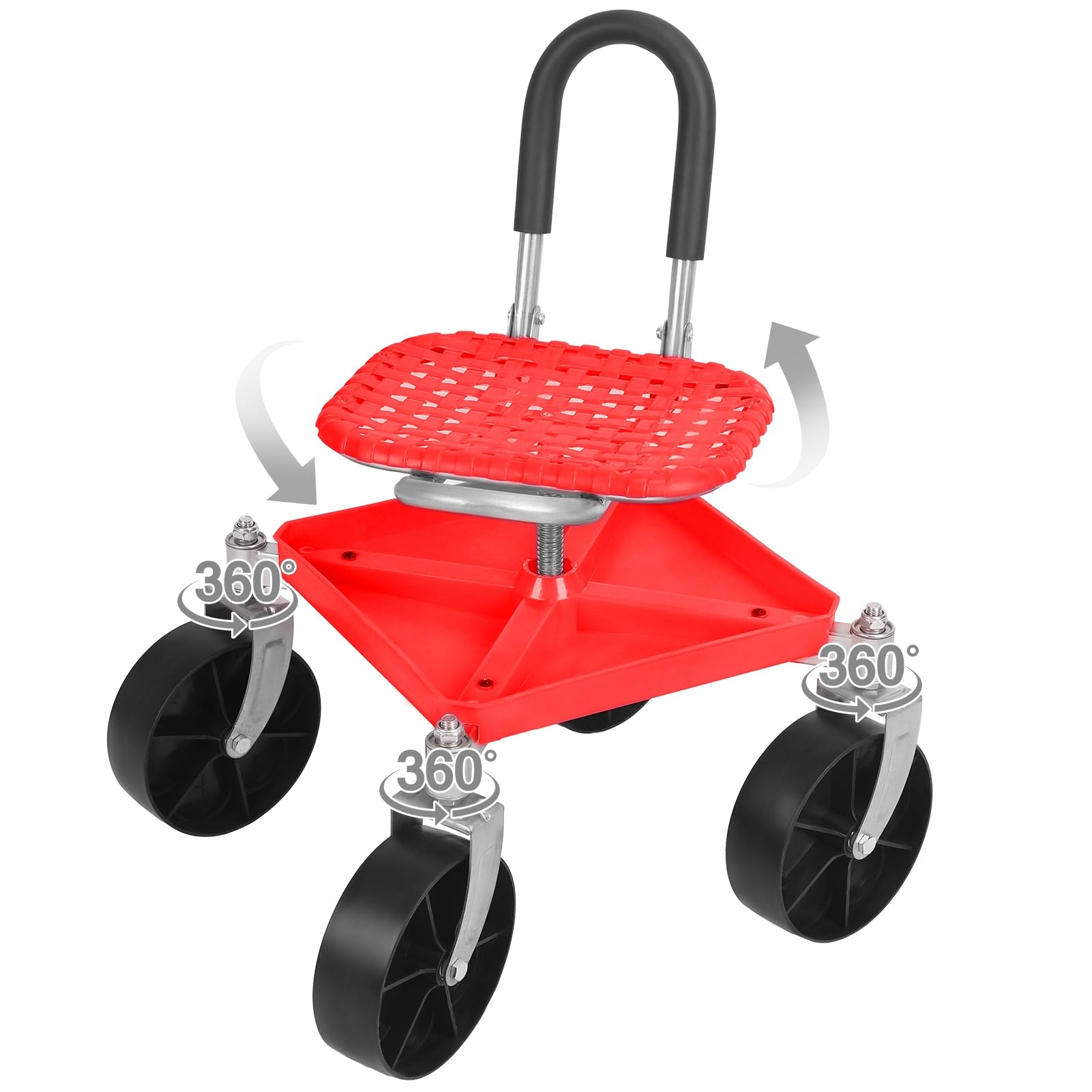 Height Adjustable Rolling Garden Seat, 360 Swivel Gardening Stool