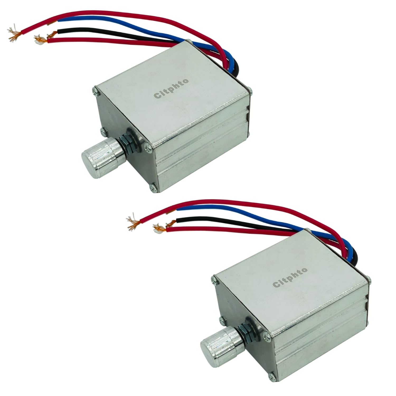 DC-Motor-Drehzahlregler, 12 V, 24 V, universeller elektronischer Drehzahlregler mit Metallgehäuse, Drehschalter für Auto, Lieferwagen, Heizungsspannungsregelung (2 Stück)