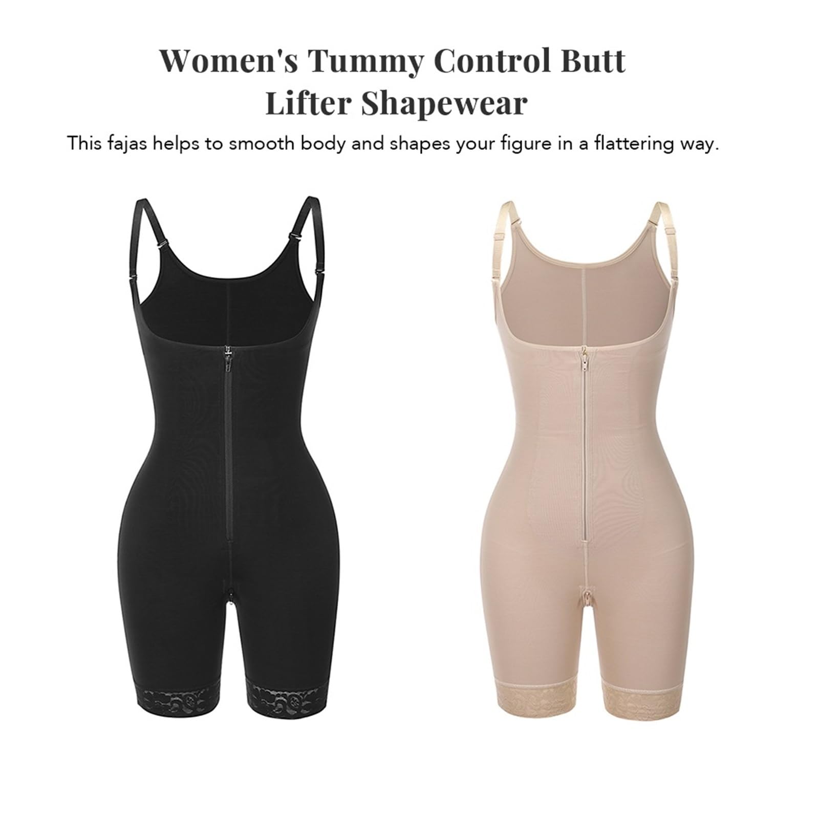 Bodysuit Shapewear Cinghie Staccabili Shaper for Tutto Il Corpo Pancia Dimagrante Fase 3 Cintura Push Up Butt Lifter Shapewear für Snellente(Beige,XS)