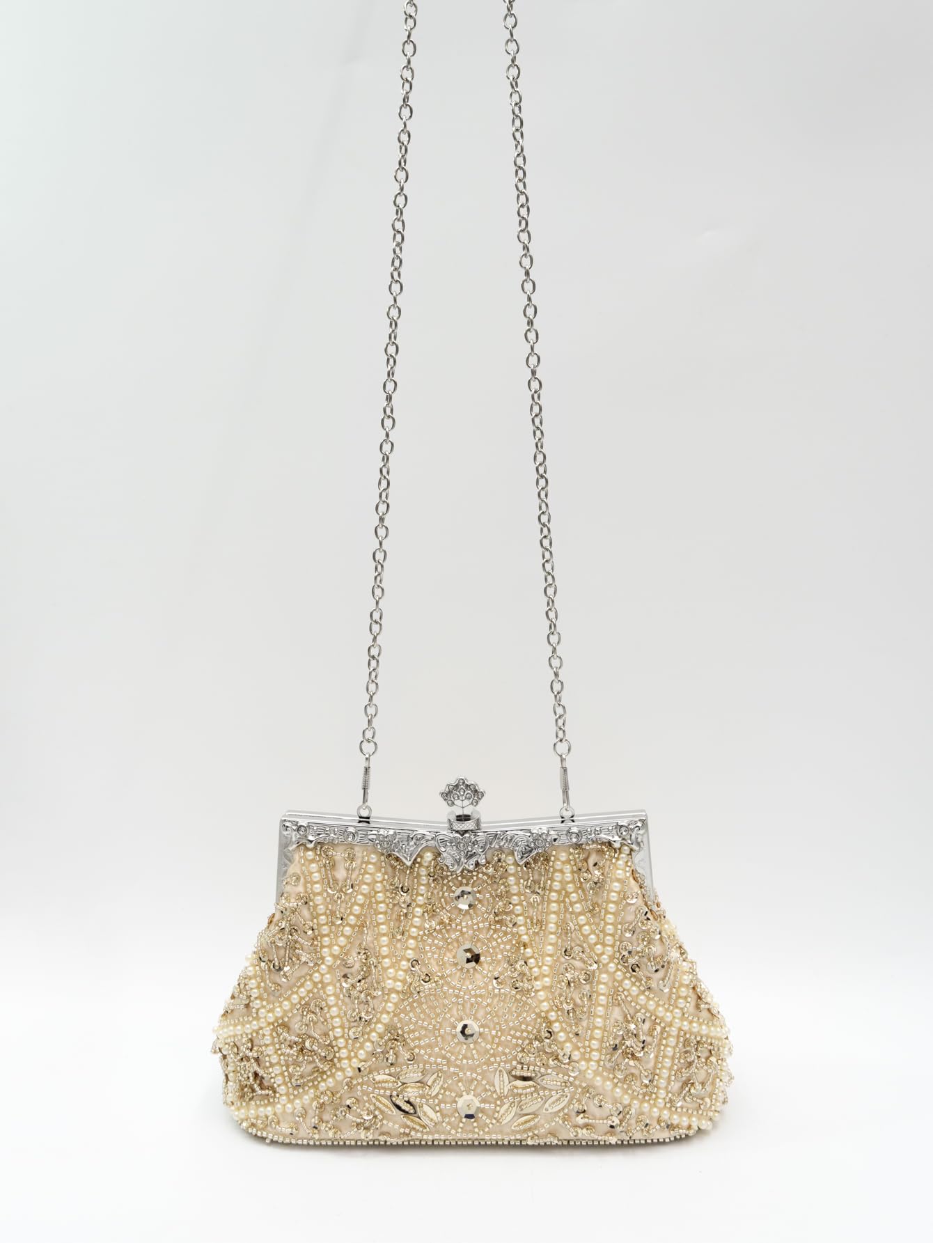 Bolso de noche vintage con cuentas de hojas florales y lentejuelas, elegante bolso de mano para mujer, para novias, bailes, fiestas y formales