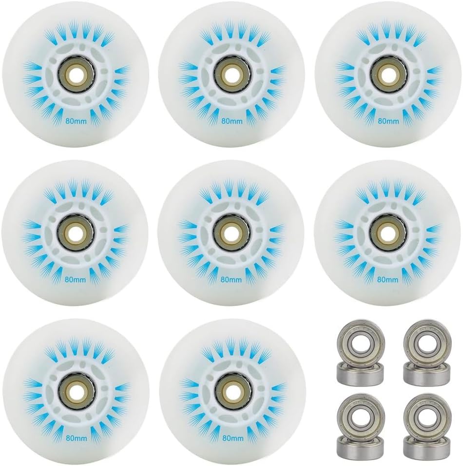 Inline Skate Wheels, Replacement Wheels for Skateboards, Scooters, Luggage, Stabilisers Blue Pack of 8