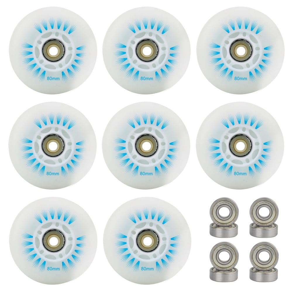 Inline Skate Rollen, Ersatzrollen für Skateboards, Scooter, Gepäck, Stabilisatoren blau 8er Pack