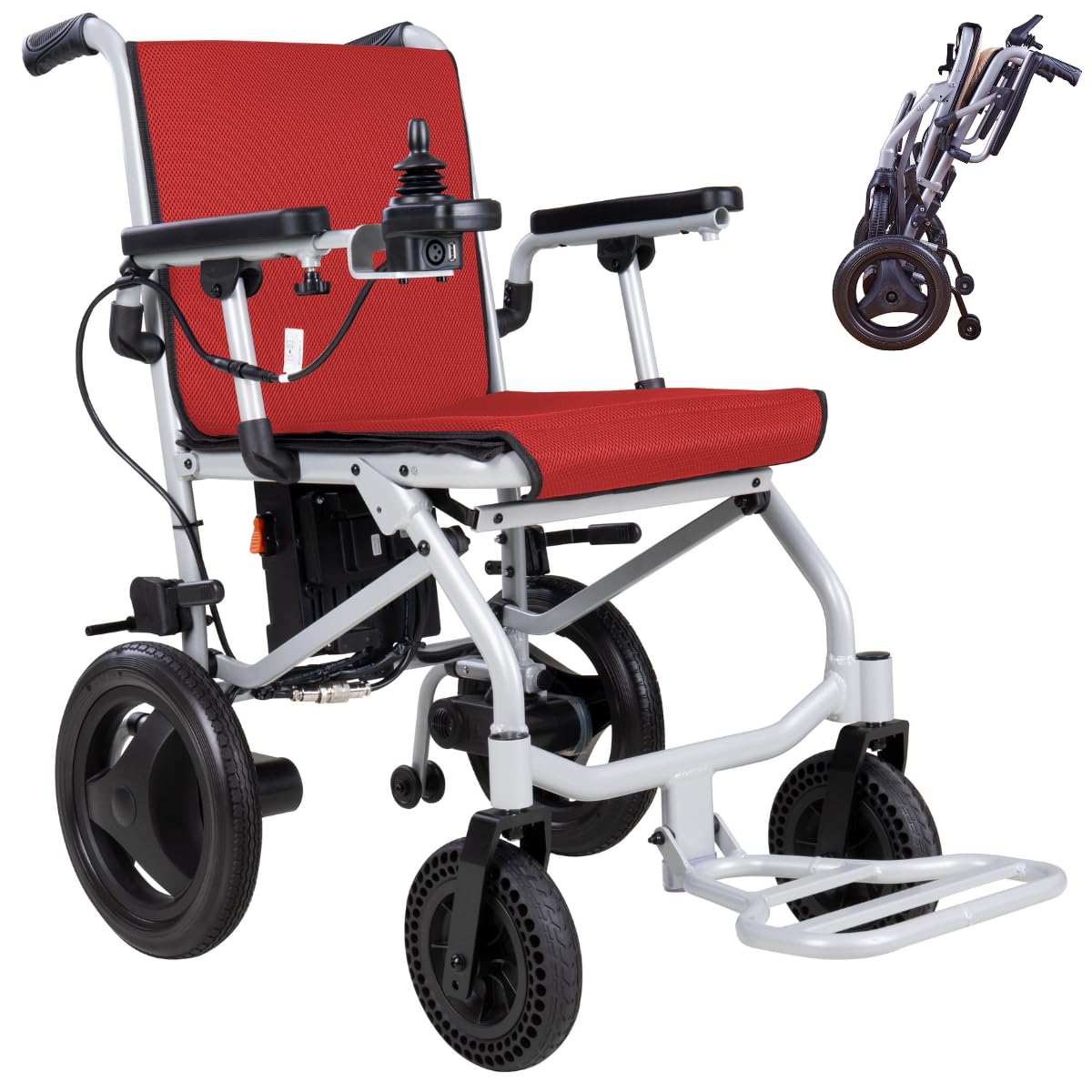 Rubicon DX04 - World Lightest (only 30lbs) Foldable Electric Wheelchair - Travel Size with Detachable Battery - Airline Approved - User Friendly - 10 mi Cruise Range (Model11)