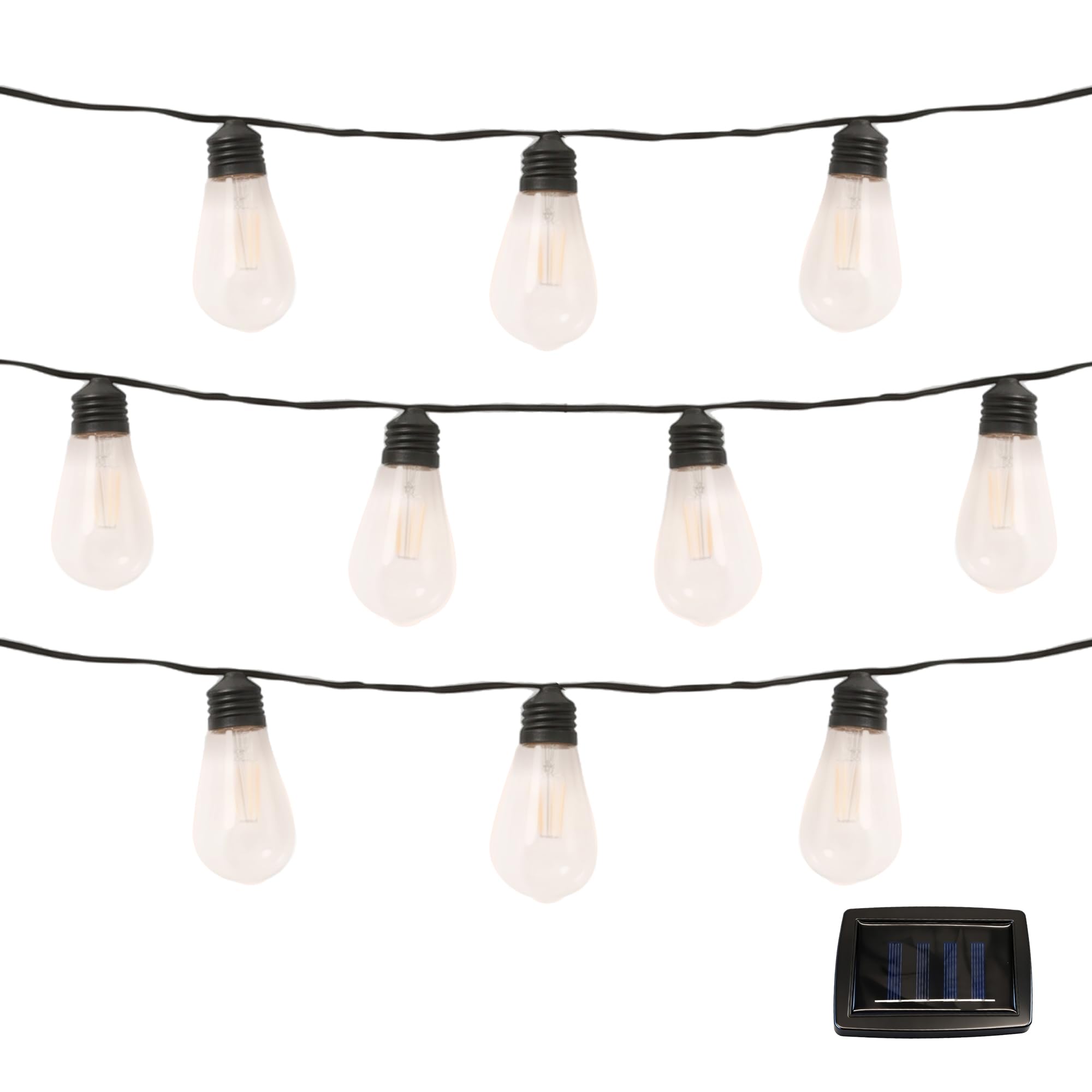 Gardenwize White – 2 Metre 10 Piece Solar Powered Bright Bulb Garden String Lights, Pathway Lights – Decorative Garden Decorations No Running Costs (Filament Bulb)