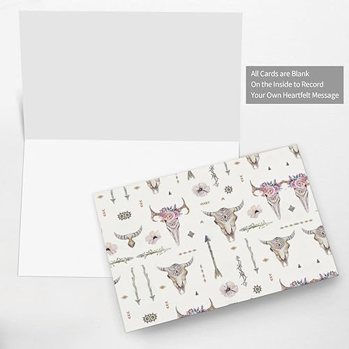 Miniatura 5 de NEZIH Ribal Bull Skull On White Print Tarjetas de agradecimiento Tarjetas de agradecimiento para todas las ocasiones, Navidad, cumpleaños,