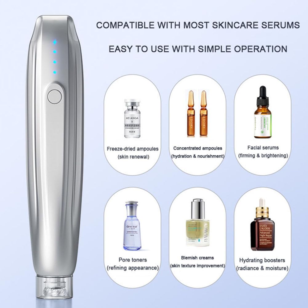 Dermapen Facial,Dispositivo de Infusión Cutánea Avanzada - Tecnología de Vibración, 3 Modos Ajustables, Incluye Ampollas‌,Dermapen Profesional con Deposito
