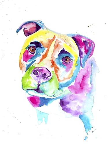 Pitbull Watercolor Print, Dog Gifts, Pitbull Art, Watercolor Painting, Pet Portrait, Pets, Art Deco, Colorful Dog, Pitbull Art print, pitbull print