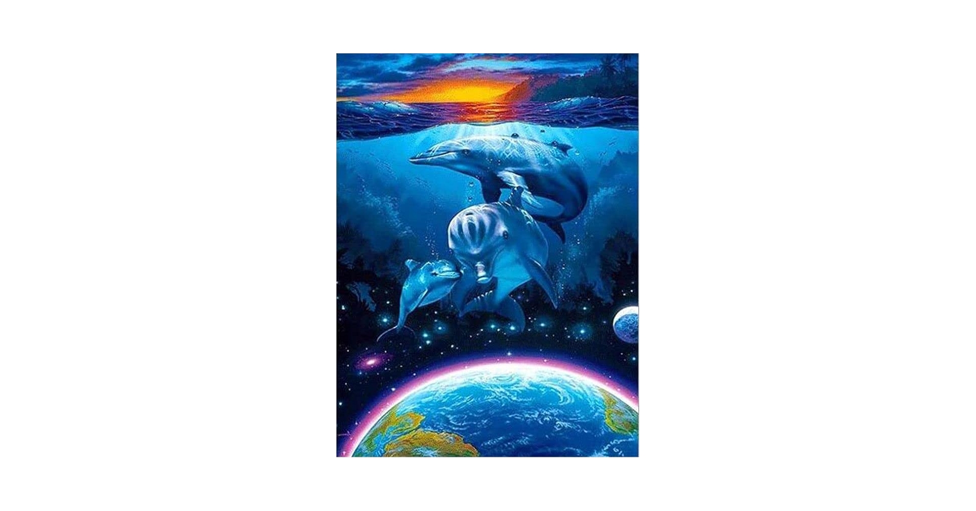 イルカの油絵 オレンジと青のグラデーション27✖️25 イルカの油絵 オレンジと青のグラデーション27✖️25