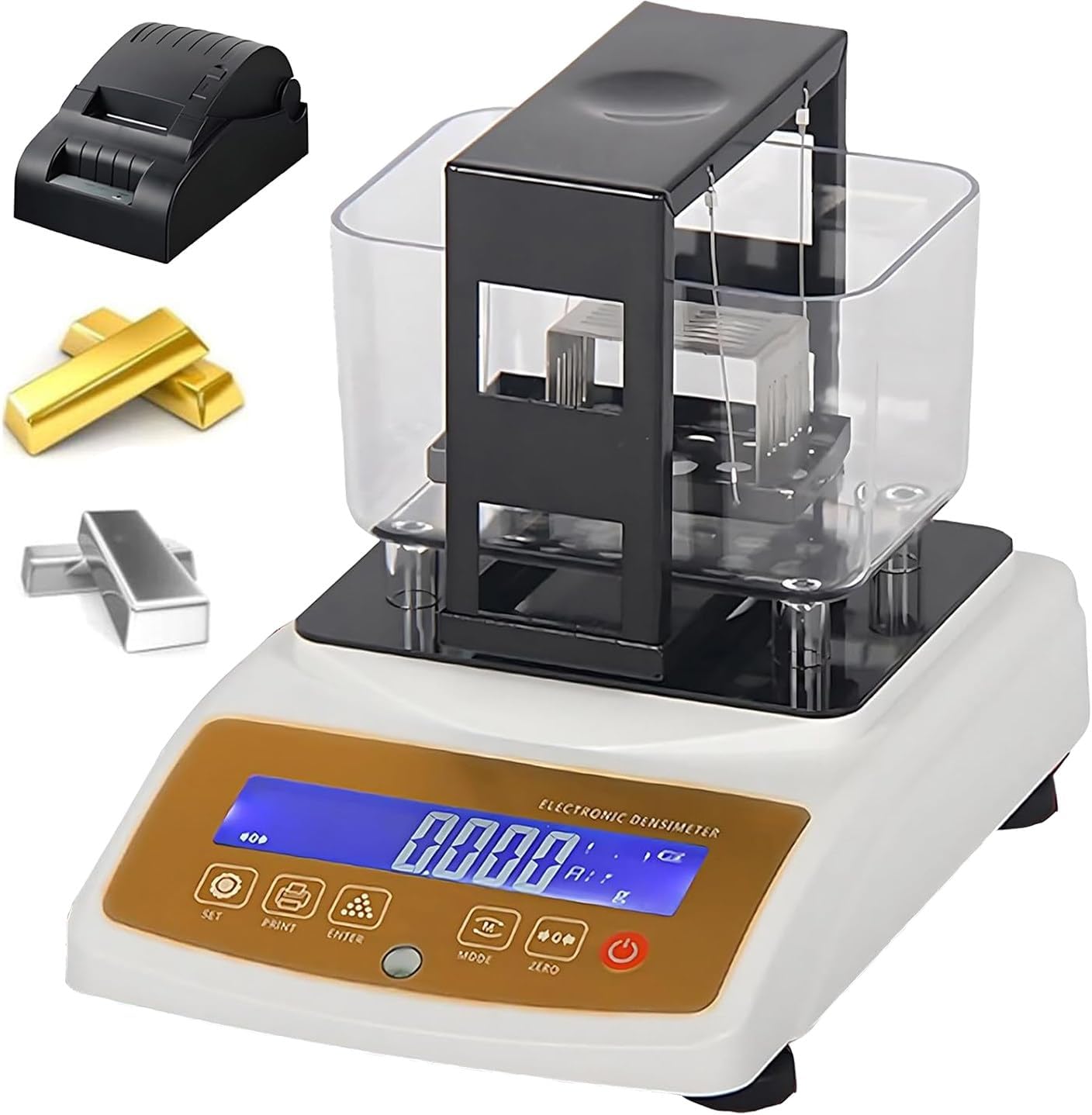 Gold Purity Testing Machine,Digital Electronic Gold Density Meter,with Printer,Digital Electronic Precious Metal Gold Purity Tester Combined,for Jewelry Sales Recycling Processing 120K