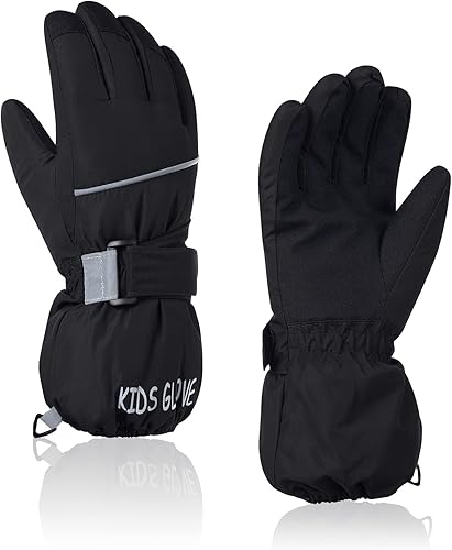 American Trends Guantes de invierno impermeables para niños, guantes de nieve cálidos para niños y niñas, guantes de esquí para niños y niñas,