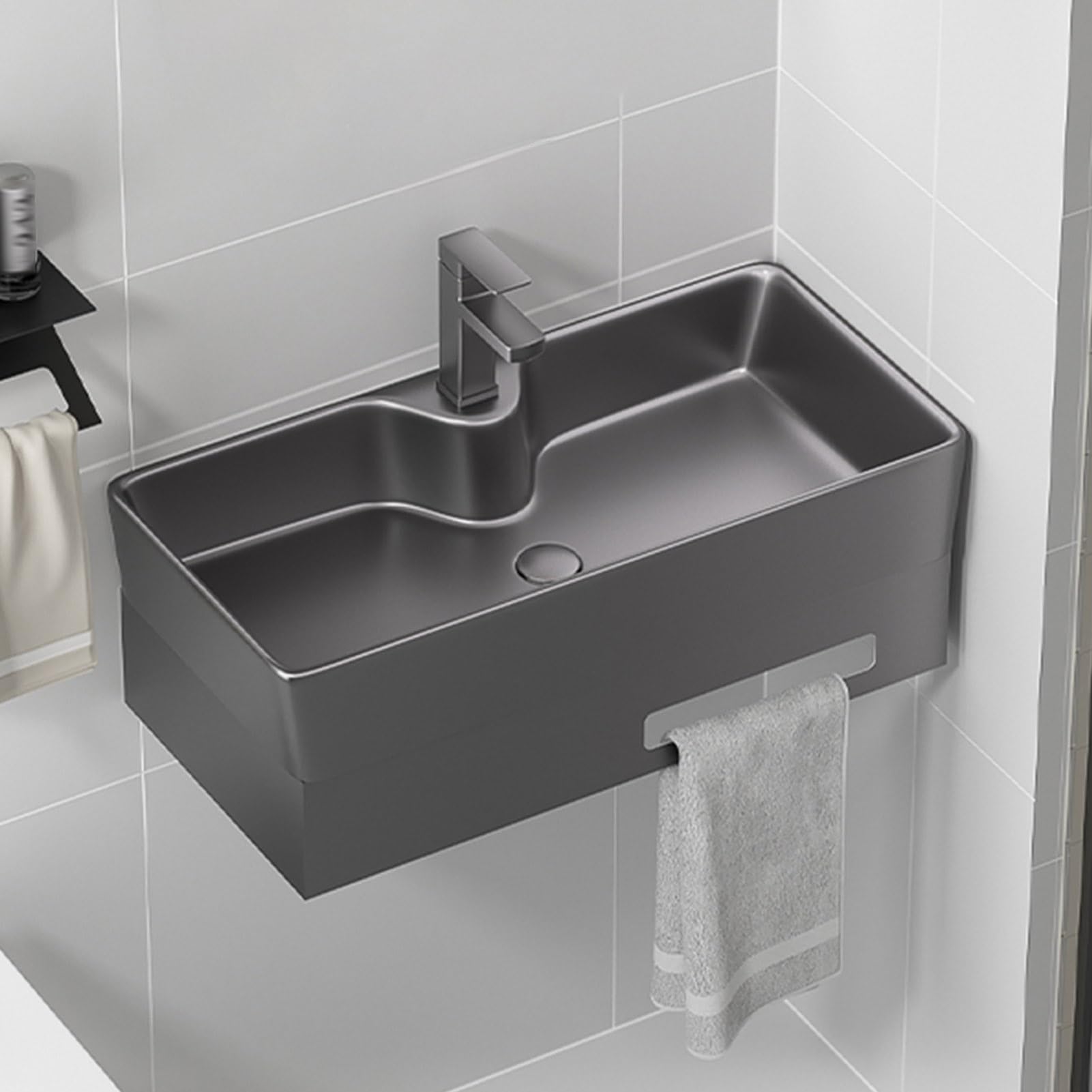 Lavabo d'angle mural en céramique pour studio et toilettes modernes