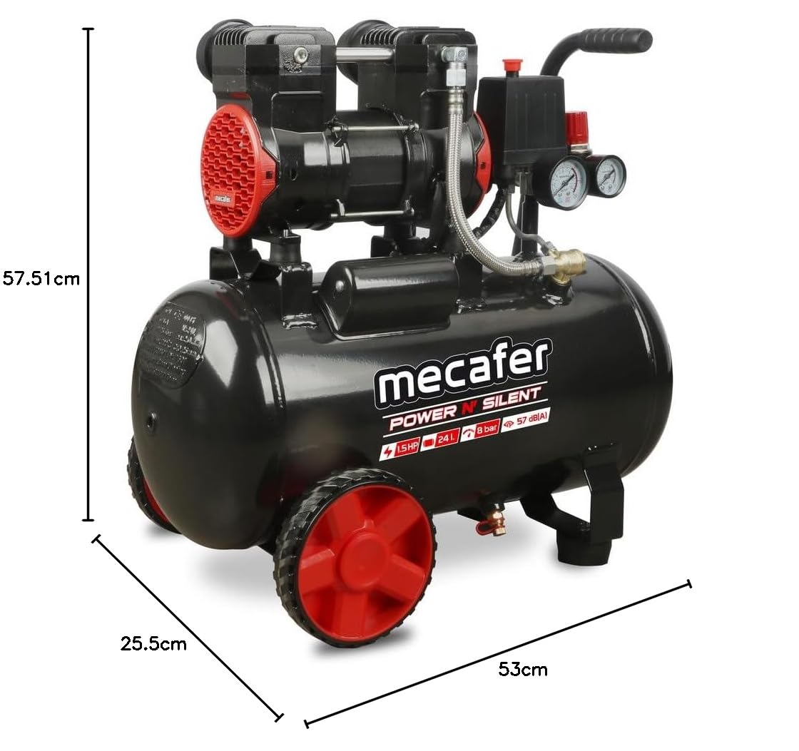 Mecafer Compresseur Power N' Silent 425623-24 L - 1,5 HP