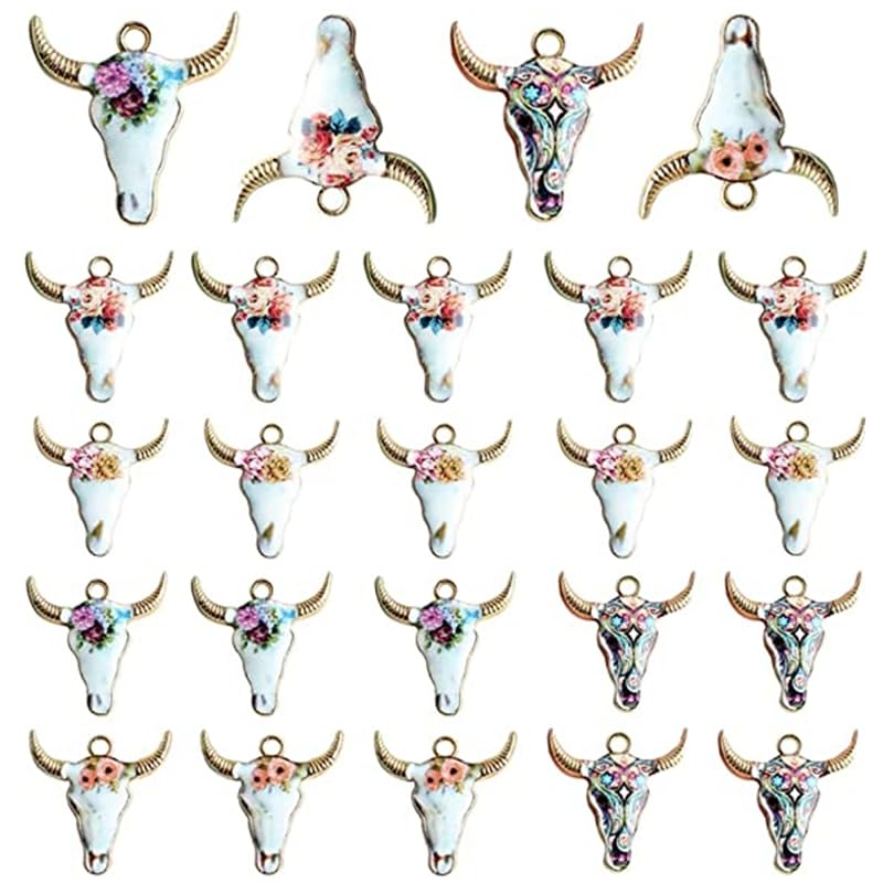 YEYULIN 22Pcs Ox Head Shape Cow Charms Pendants Flower Ox Head Animal Charm Pendant Charms Craft Supplies for DIY Earrings Necklaces Bracelet Jewelry Making Accessory,11 Styles（Head of a Cow）