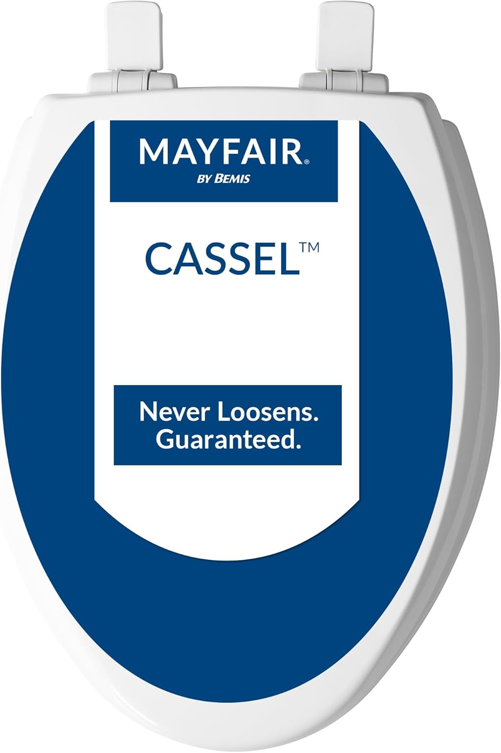 Mayfair Cassel Slow Close Toilet Seat, Easy Clean, Non Slip Premium Wood Seat, Easy Install, Made in USA, Elongated, White Elongated 1 - Toilet Seat