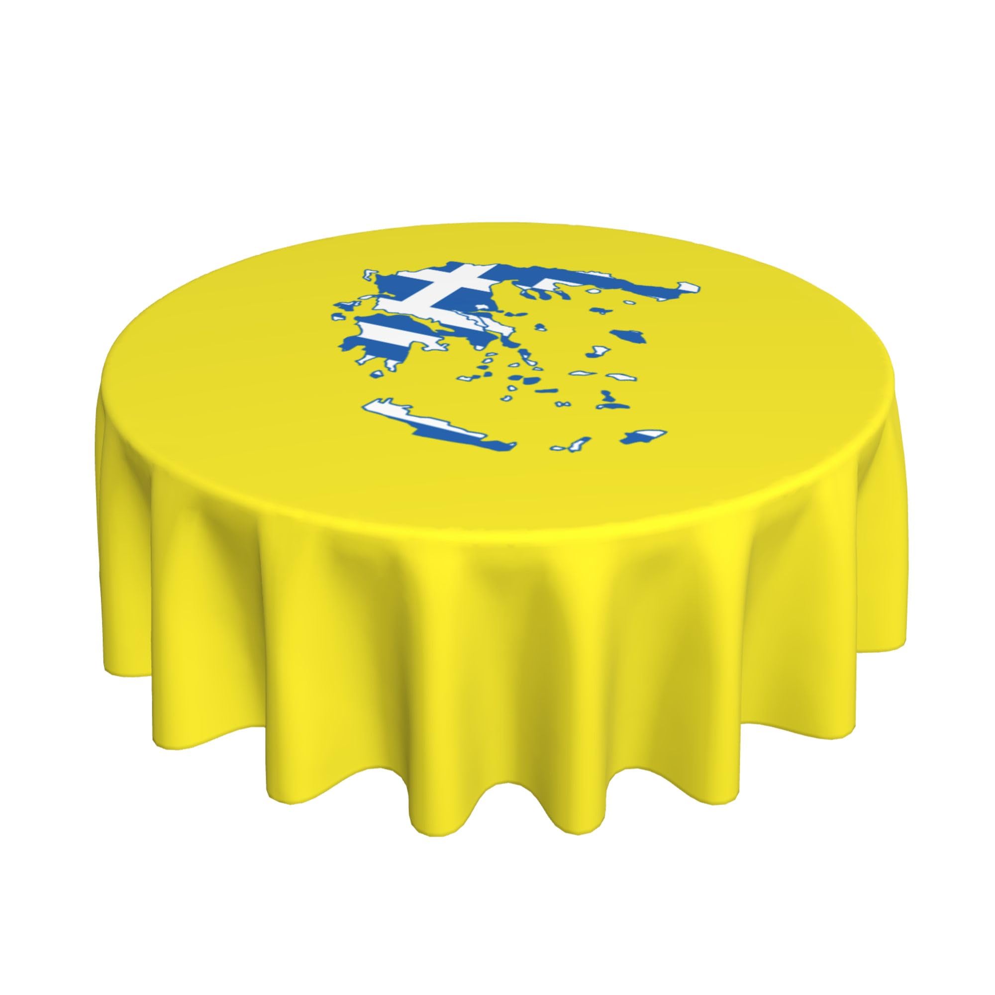 HLBSDM Greek Flag map 60" Restaurant Circle Decor Tablecloth Festive Table Cover Round Art Desk Cloth