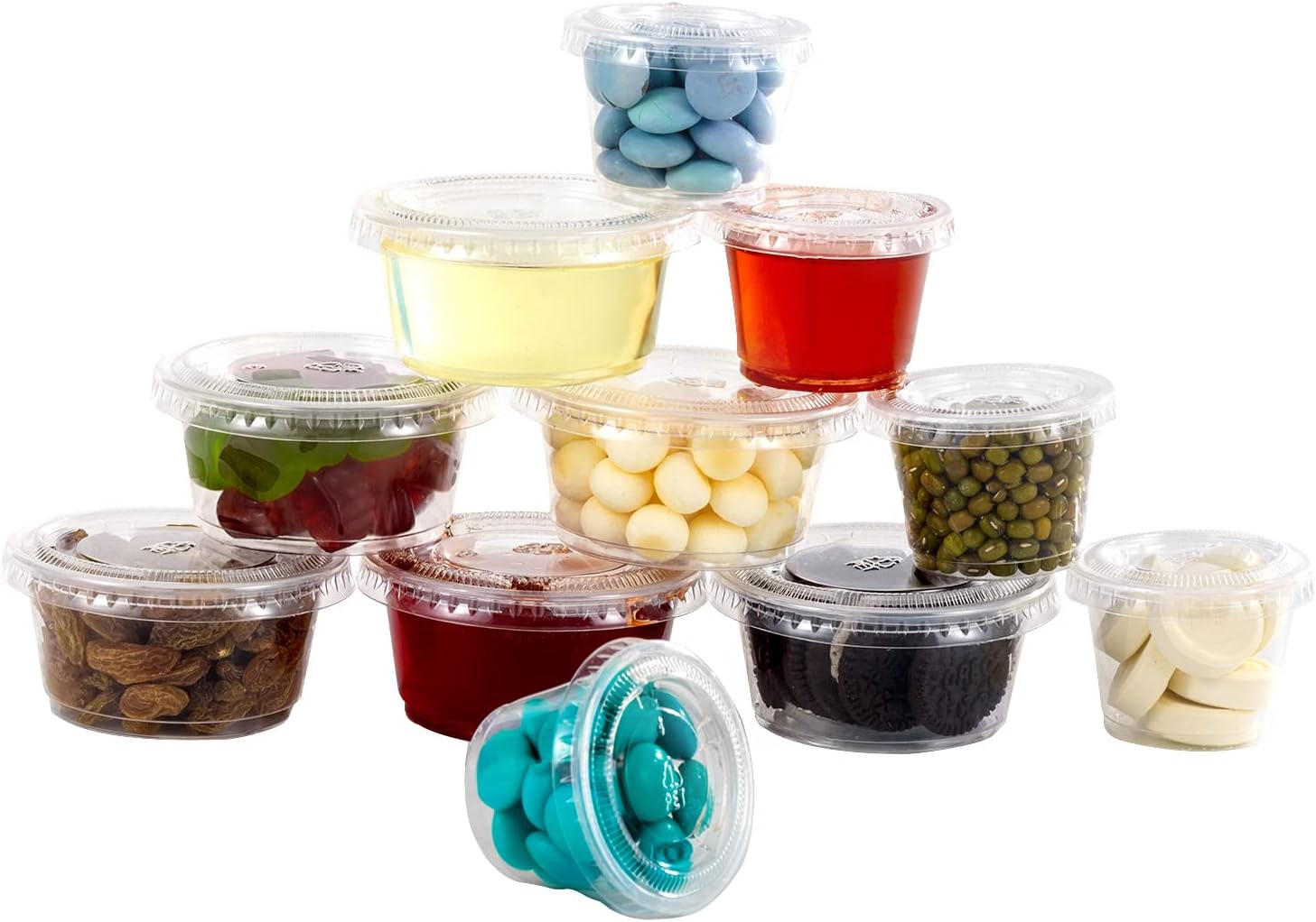 200 Sets - Jello Shot Cups, Condiment Containers with Leak-Proof Lids,