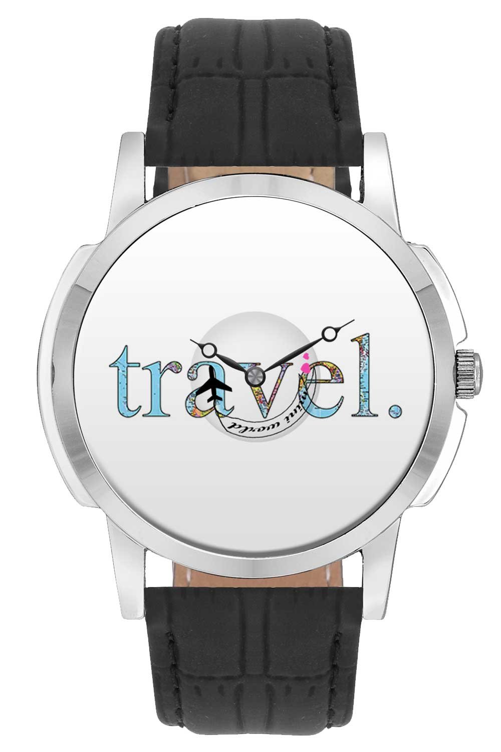 BIGOWL Travel Watch Travel Typography Airplane World Map Design Leather Strap Casual Wrist Watch for Men - for Travellers - Watch with Moving Airplane Seconds Hands (B075C81PHW) Amazon Price History, Amazon Price Tracker