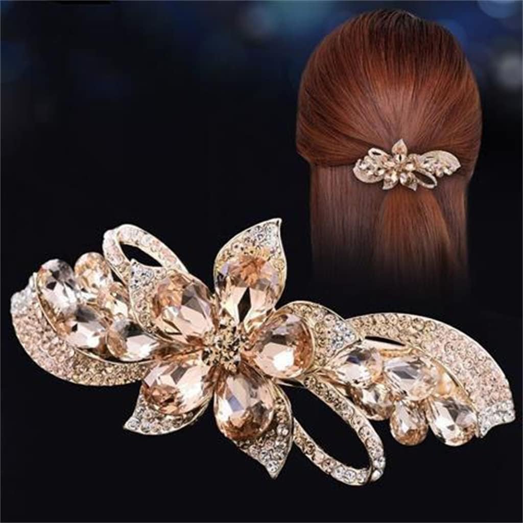 後頭部 大 ヘアクリップ スプリングクリップ 髪飾り レディース ヘアクリップ ヘッドドレス エレガント ヘアカード (Color