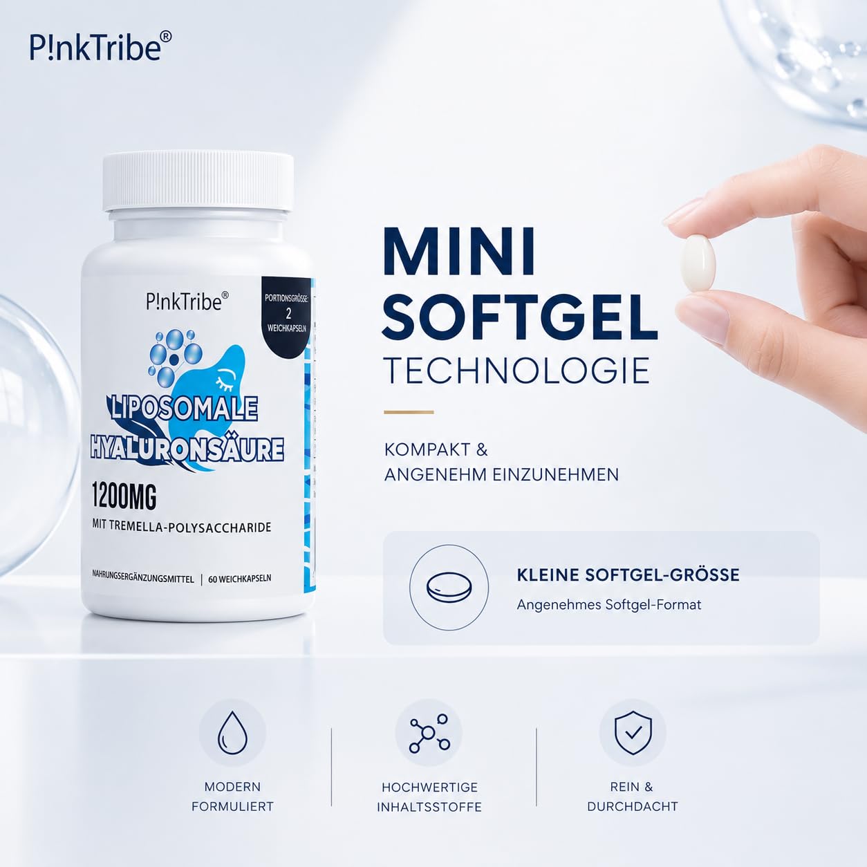 Ácido Hialurónico Liposomal - 1200 mg por Porción, Cápsulas de Ácido Hialurónico de Alta Potencia (Paquete de 4)