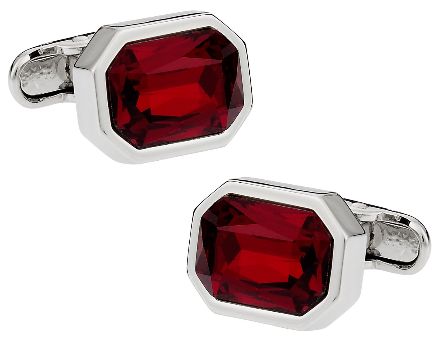 Cuff-Daddy Shimmering Crystal Siam Red Cufflinks with Travel Presentation Box - Perfect Cufflinks for Men and Wedding