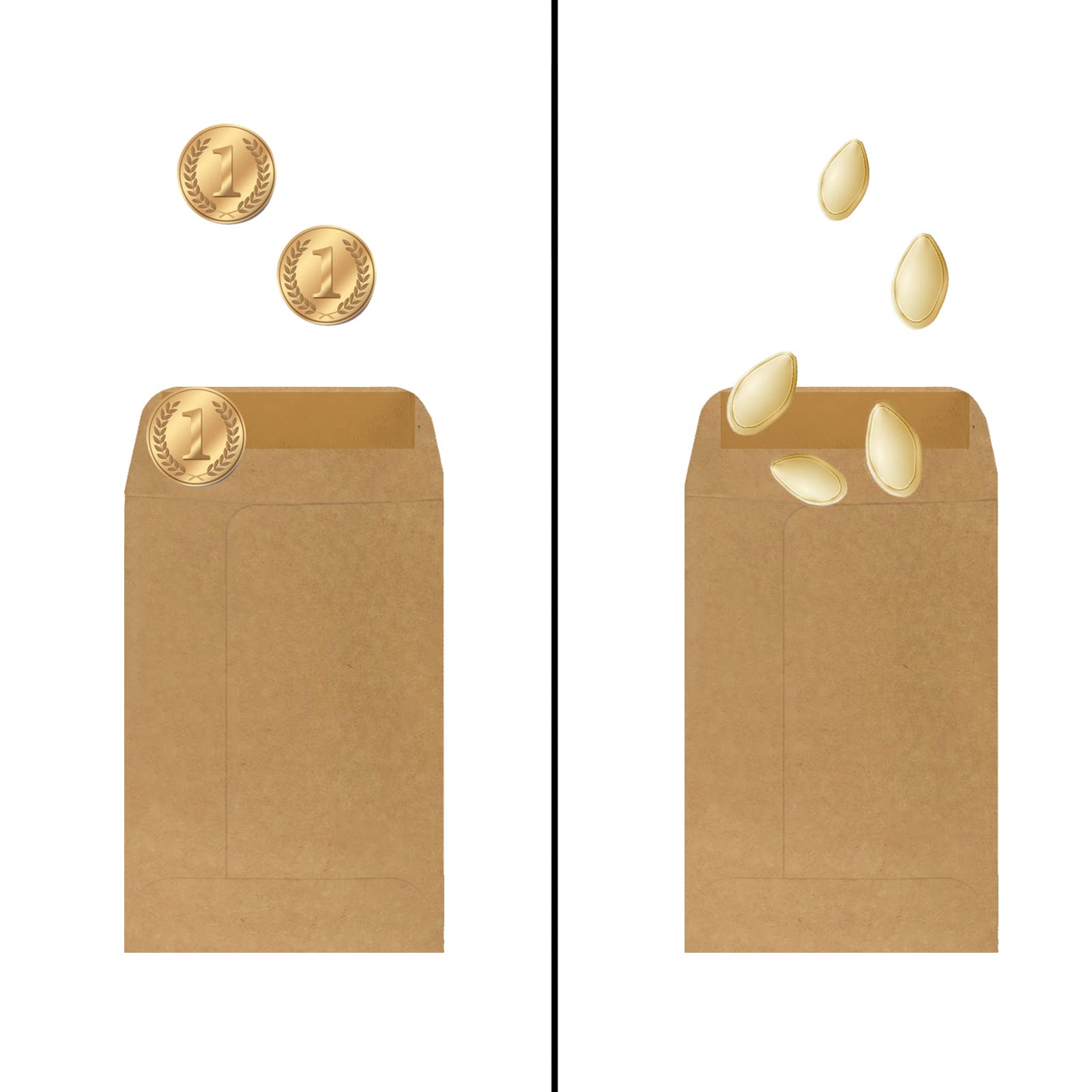 Bonfasvo Lot de 200 enveloppes en kraft pour pièces de monnaie, espèces, cartes de crédit, graines - Format #5 - 7,9 x 14 cm