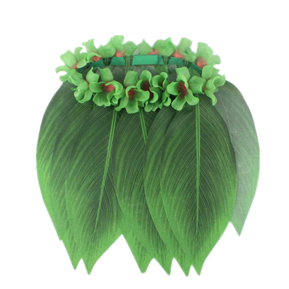 PretyZoom Hawaiian Tropical Hula Grass Skirt Luau Leaf Skirt for Beach Luau Party Supplies for Adults 28 Inch Colourful 70cm Green