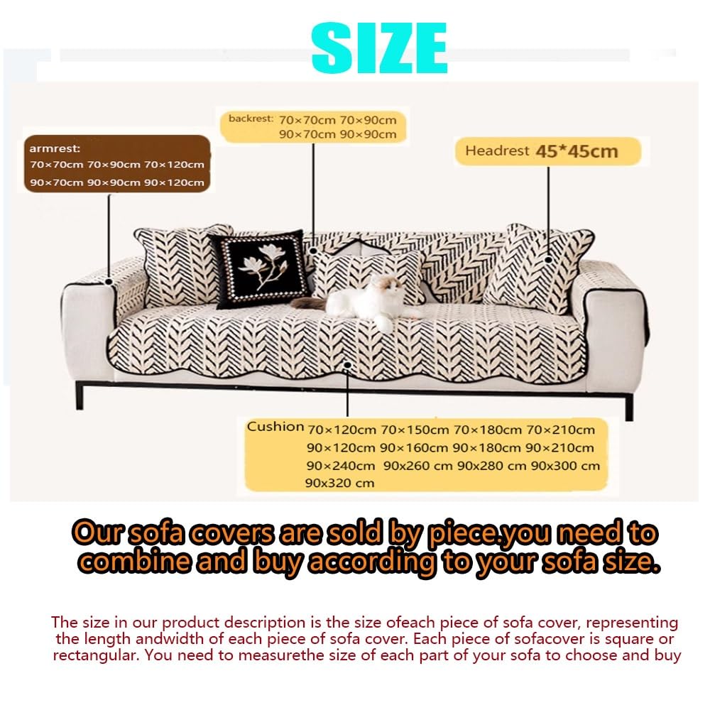 Noir Housse Canapé Les Vagues Housse De Canapé Doux Housses De Coussin Antidérapant Couverture De Canapé Protection Lavable Housse De Protection Pour Chien Couvre Canapé(Black,90x240cm(35x94in