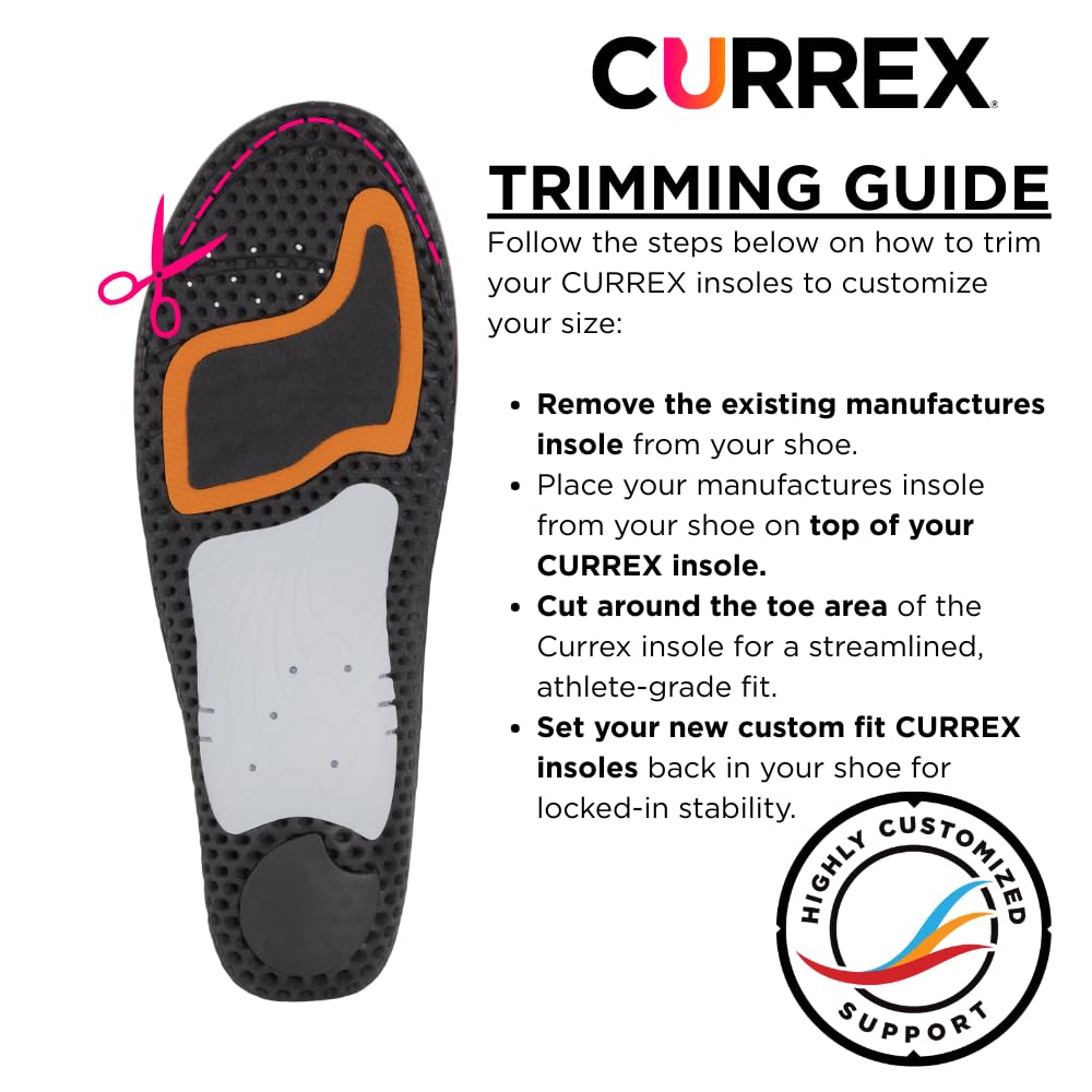 CURREX Pickleball Pro - Solette per scarpe da pickleball, inserti di supporto per arco plantare con superficie super grip e ammortizzazione del tallone di alta qualità, aiuta a migliorare la stabilità