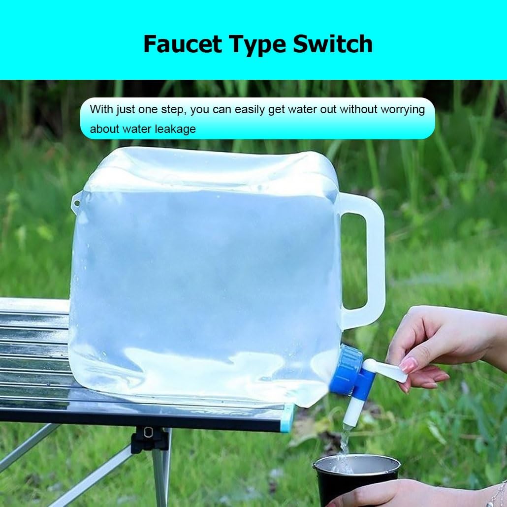 Agua Plegable, contenedor de Agua Plegable con Boquilla, bidones para Agua con asa portátil para Viajes, Camping, Picnic(4PCS,5L/1.3 Gallon)