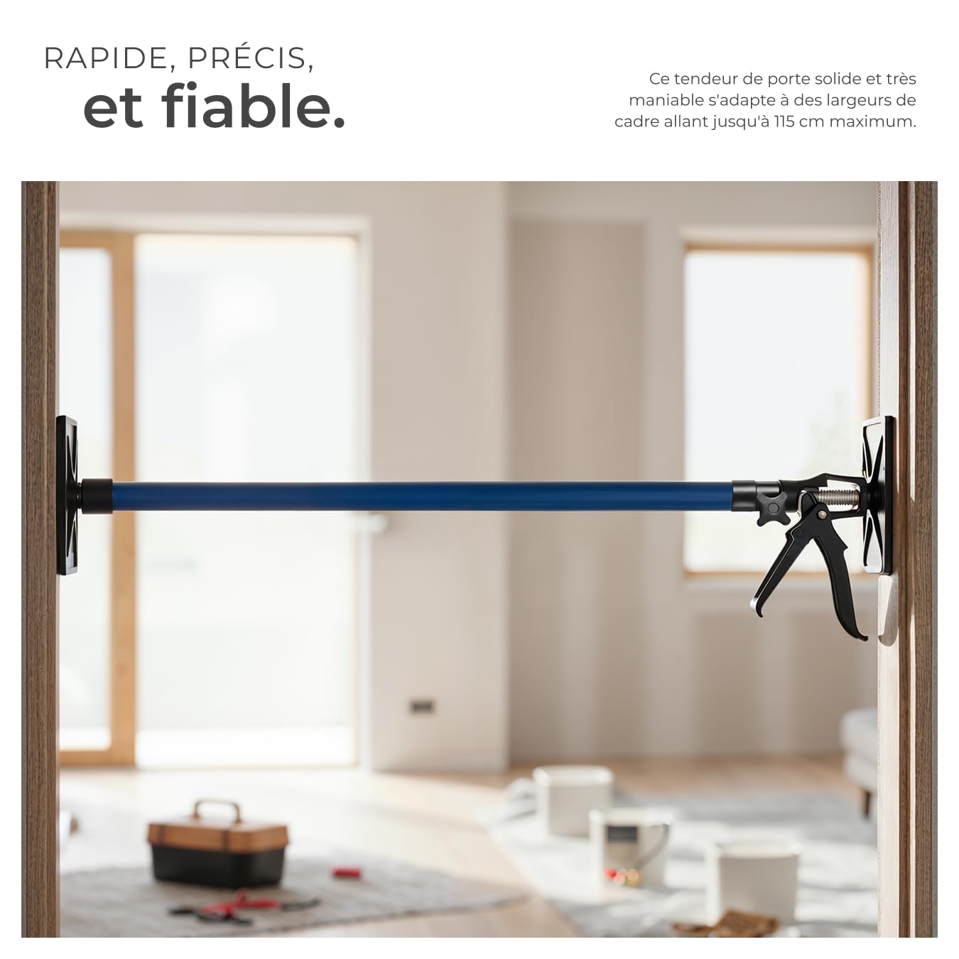 tectake® Lot de 6 Etais telescopique, Etai telescopique Soutien de porte, réglable en hauteur de 51 à 115 cm, Charge max. 30kg par Etai de soutien, Fixation rapide, Bricolage, Construction, Bleu