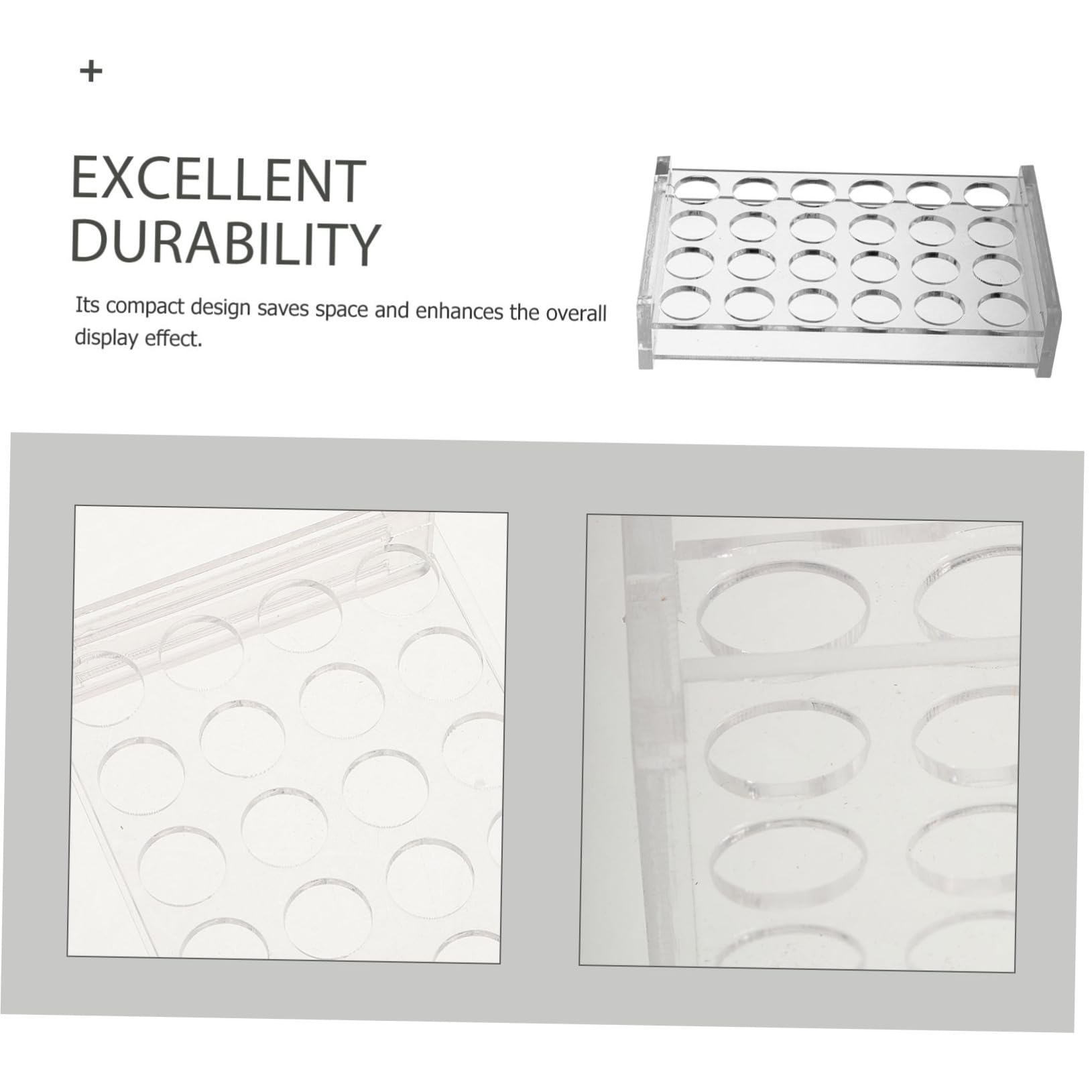HOMOCONO 24-Slot Lab Tube Rack Acrylic Tube Holder for Chemistry Space-Saving Display Organizer