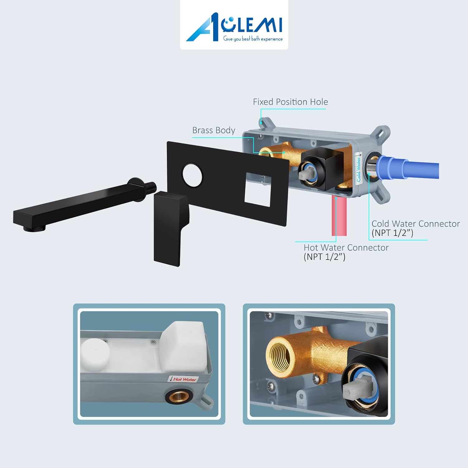 🛒 Flash Sale Aolemi Matte Black Wall Mount Bathroom Faucet Single Handle Vessel Sink Mixer Tap Solid Brass Faucet Rough in Valve Included Featured Product Aolemi Matte Black Wall Mount Bathroom Faucet Single Handle Vessel Sink Mixer Tap Solid Brass Faucet Rough in Valve Included