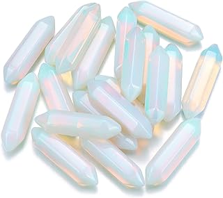 Top Plaza 10pcs Opal Healing Crystals Stones Bulk Polished Tumbled Real Opal Crystals Wands Set Natural Hexagonal Gemstone Points for Reiki Balancing Meditation