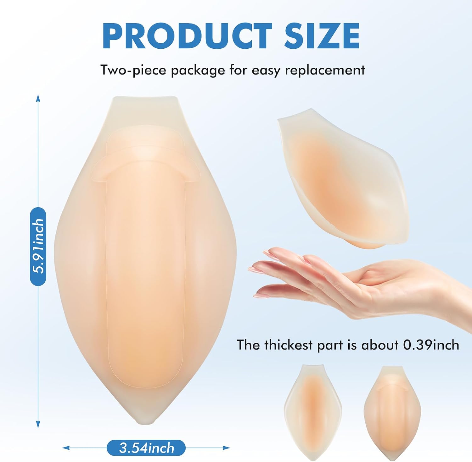 Threlaco Bulge Enhancer Men Silicone Enlarge Front Pouch for Underwear Comfortable Natural Pad Fit for Briefs and Swimwear