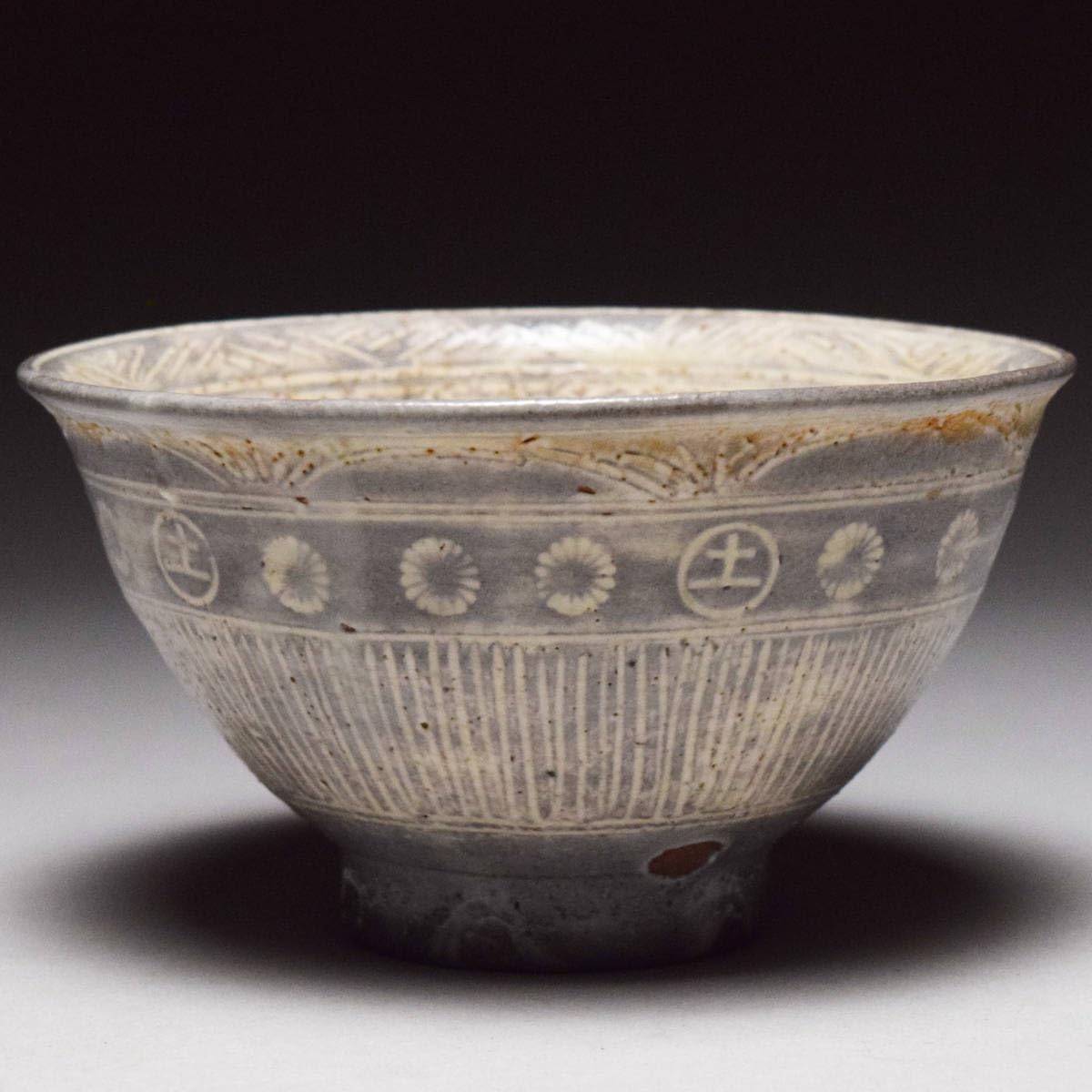 Amazon.co.jp: 伊勢松坂萬古松古窯佐久間芳山三島手茶碗共箱茶道具抹茶