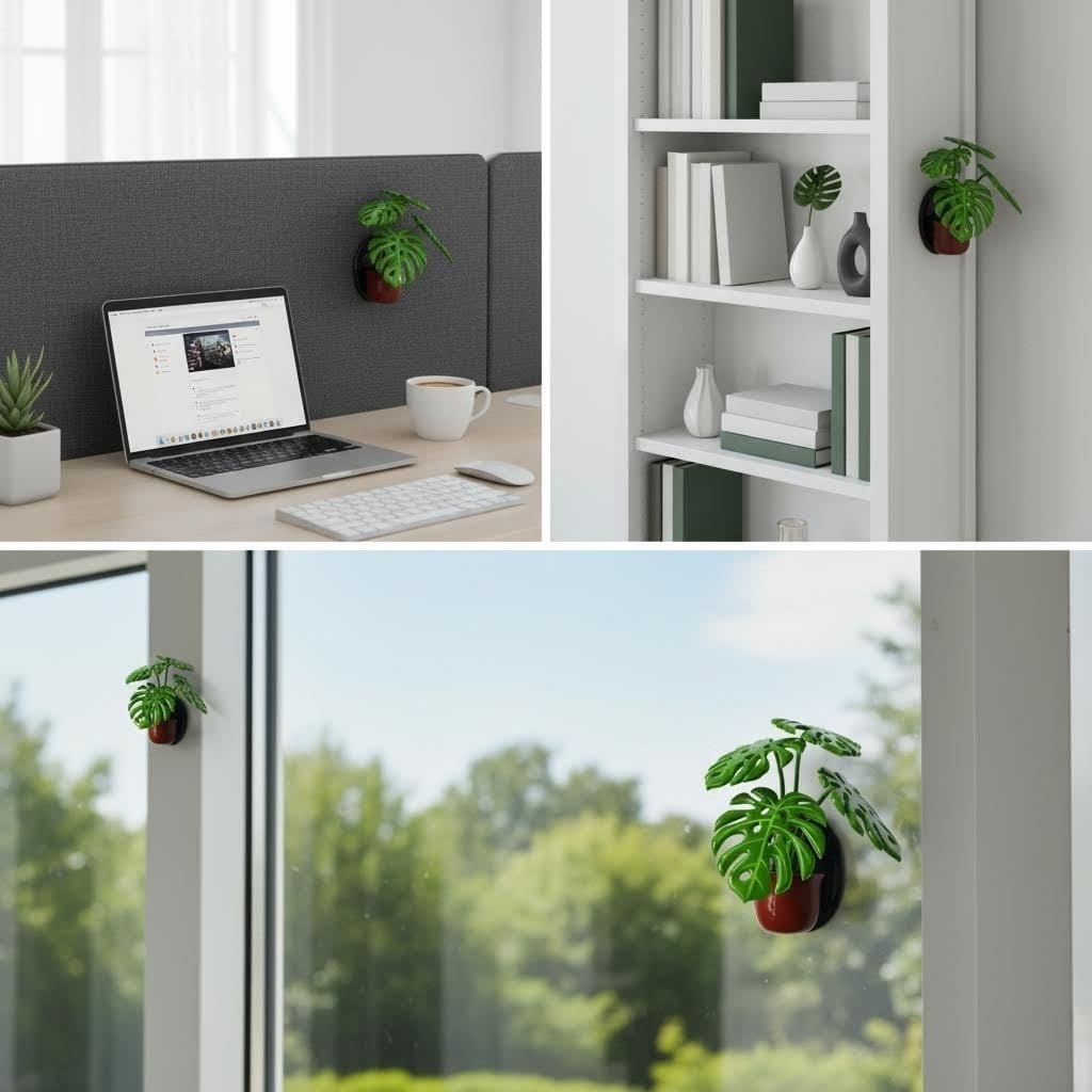 Handmade Monstera Leaf Fridge Magnets - 3D Resin Clay Potted Plant Refrigerator Magnet with Strong Hold - Cute Tropical Kitchen Decor - Housewarming Gift for Plant Lovers image 3