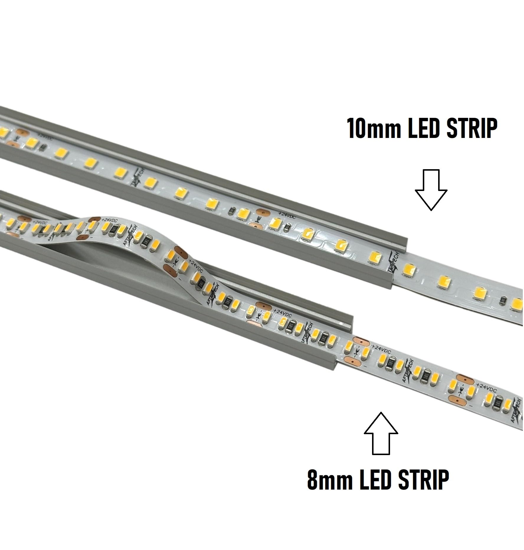 AFTERTECH 1 x 3 m 1207N 12 x 7 mm profil aluminium noir minimal pour bandes LED barre rigide entière 3 m + couvercle noir (1 x 3 m 1207 noir noir)