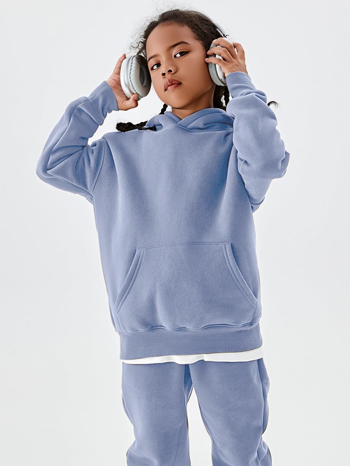 YKR Kids Sweatsuit Girls Boys Fleece 2 Piece Outfits Hooded Sweatshirt and Jogger Sweatpants Athletic Clothing Sets - Image 3