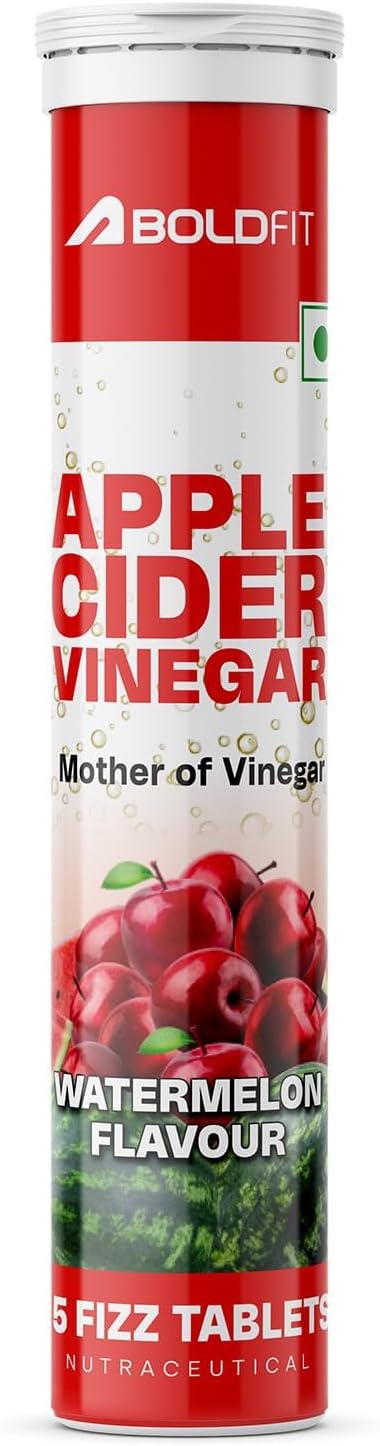 Boldfit Apple Cider Vinegar Tablets with Mother | Apple Cider Vinegar Tablet for Immunity, Digestion, ACV Effervescent Tablets ACV Tablets ACV Apple Cider Vinegar Tablet With Watermelon Flavor - Pack of 1 (15 Tablets)