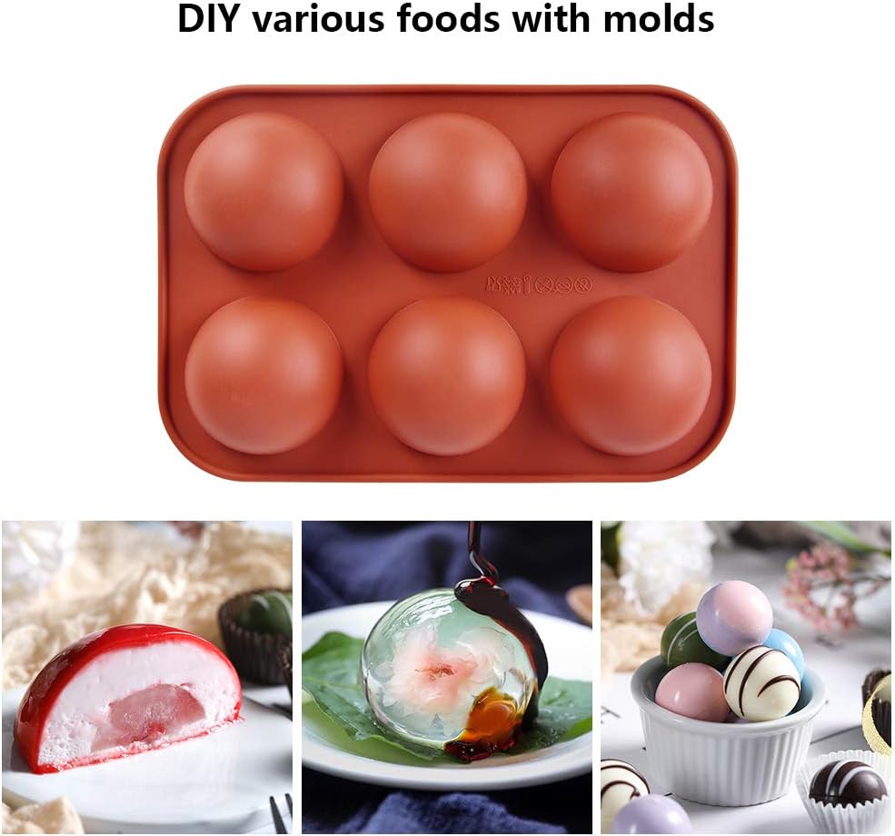 5pcs Half Circle Sphere Silicone Mold for Hot Cocoa Chocolate Bomb, Baking Mold for Making Cake, Jelly, Dome Mousse, Ice Cube,Round Silicone Mold DIY Cake Mold Baking Tools