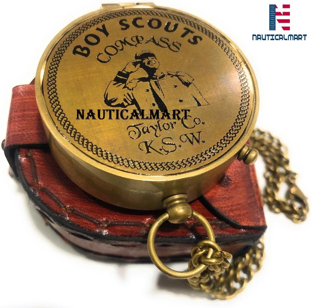 Engraved Compass Personalized | Graduation Gift Compass for Son, Daughter | Keepsake Antique Brass Pocket Compasses for Grandson, Granddaughter | Leather Case and Chain