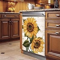Vista 4 de Adhesivo decorativo retro con diseño de girasol para cocina, cubierta de lavavajillas, con texto en inglés "You are My Sunshine", para panel