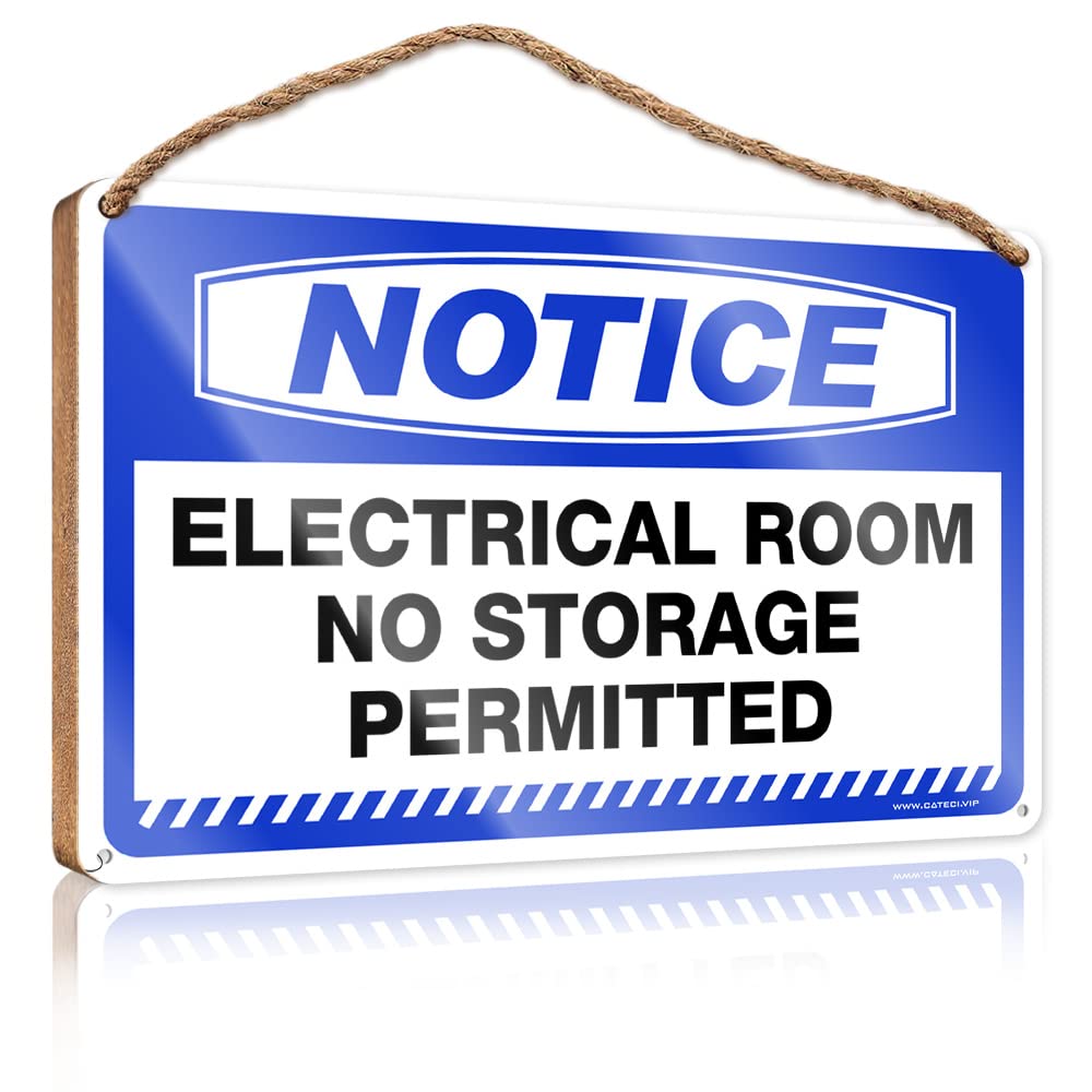 Bruntelo One Color Bathroom Wood Hanging Sign Notice Electrical Room No Storage Permitted Wooden Sign Signs For Bathroom Office Door Signs Funny(23X35cm)