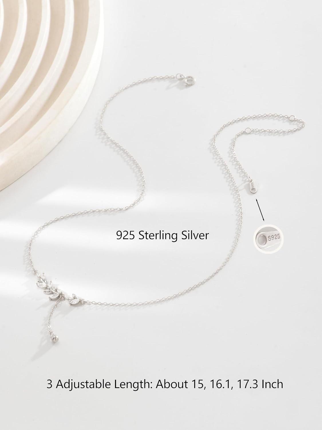 CZ Leaf Y Lariat Drop Necklace for Women 925 Sterling Silver Marquise Necklace Cute Dainty 14K Gold Plated Prom Bridesmaid Bridal Necklace Hypoallergenic Wedding Jewelry Birthday Gifts