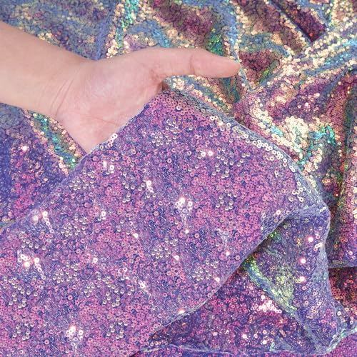 Image of B-COOL Rectangle Sequin Tablecloth Purple Table Overlays 90x132 Tablecloth for Mermaid Party Table Decorations Pretty Girls Birthday Parties