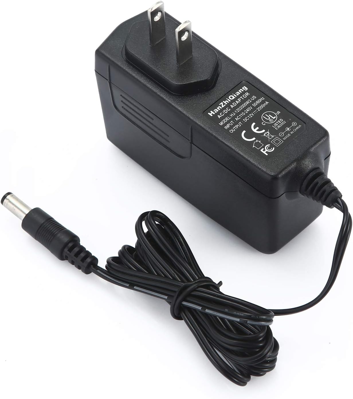 DC 12V 2A UL-Listed Power Supply,12V AC DC Power Adapter with 5.5mmX2.5mm DC Jack for LED Display Light,Surveillance Camera,Router,Monitoring Equipment, Switch,Loudspeaker Box, Black