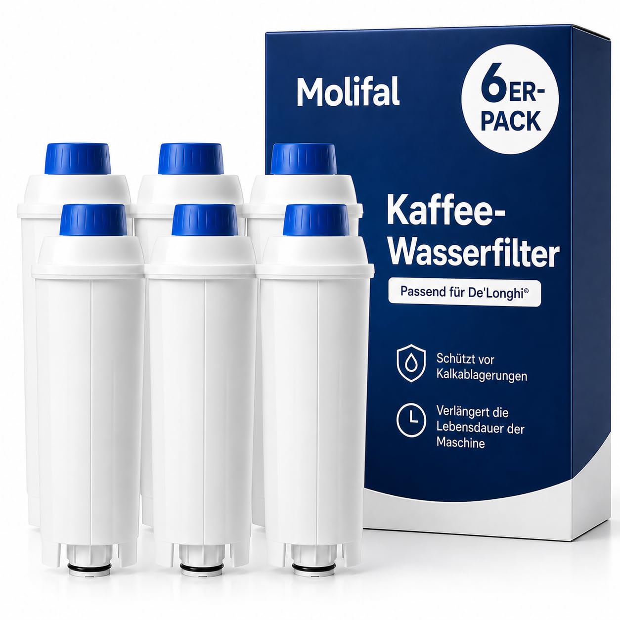 Molifal Wasserfilter, Ersatz für Delonghi DLSC002 Filter, kompatibel mit Delonghi Dinamica, Magnifica S, Eletta Explorer, ETAM Autentica EPAM und ECAM-Serie Kaffeeautomat