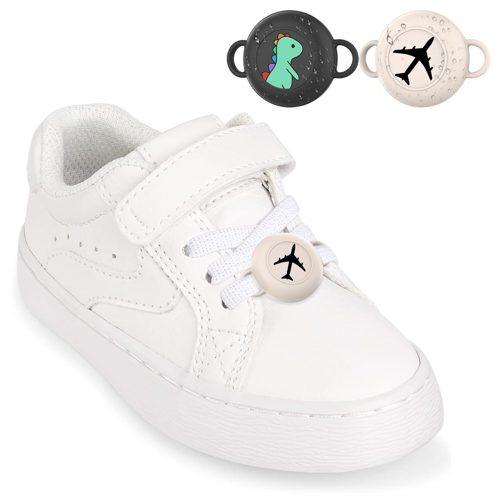 2 Pack for Airtag Holder for Kids with Waterproof Cover, Cute Cartoon Silicone Kids Airtag Holder, Air Tag Shoe, Hidden AirTag Tracker Cases for Shoes/Pets Collar/Keys (Dinosaur+Airplane)