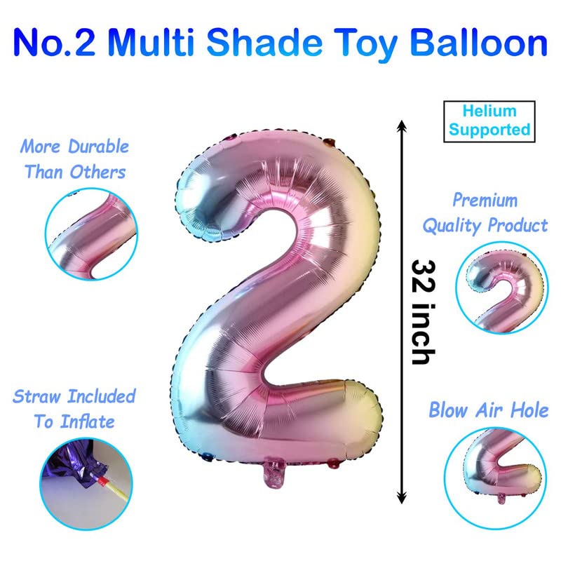 Image of Multicolor 32 Inches 2 Numbers Shape Large Big Foil Helium Balloons For Party Decorations In Happy Birthday Anniversary Office Items Materials Set Pack, Pack Of 1