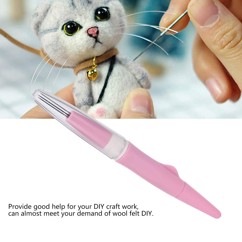 Gavigain Felt Needles 3 Pin Portable Punch Felt Needle Pen DIY Craft Making Tools Sewing Accessories Craft Felt Needles(Coral)